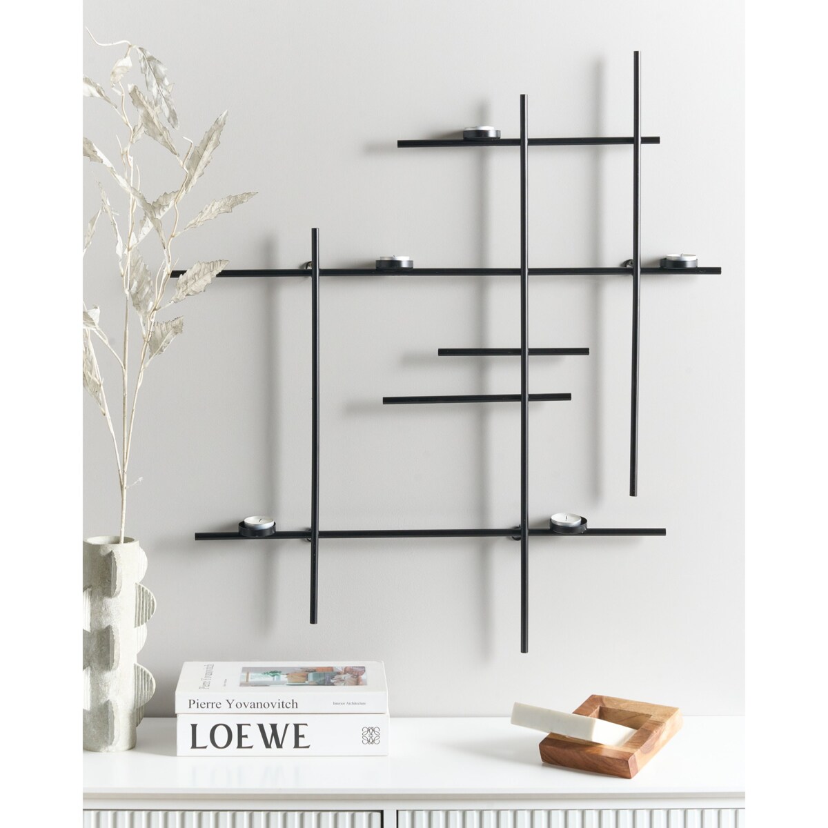 Świecznik wiszący PORTO 74 cm Czarny