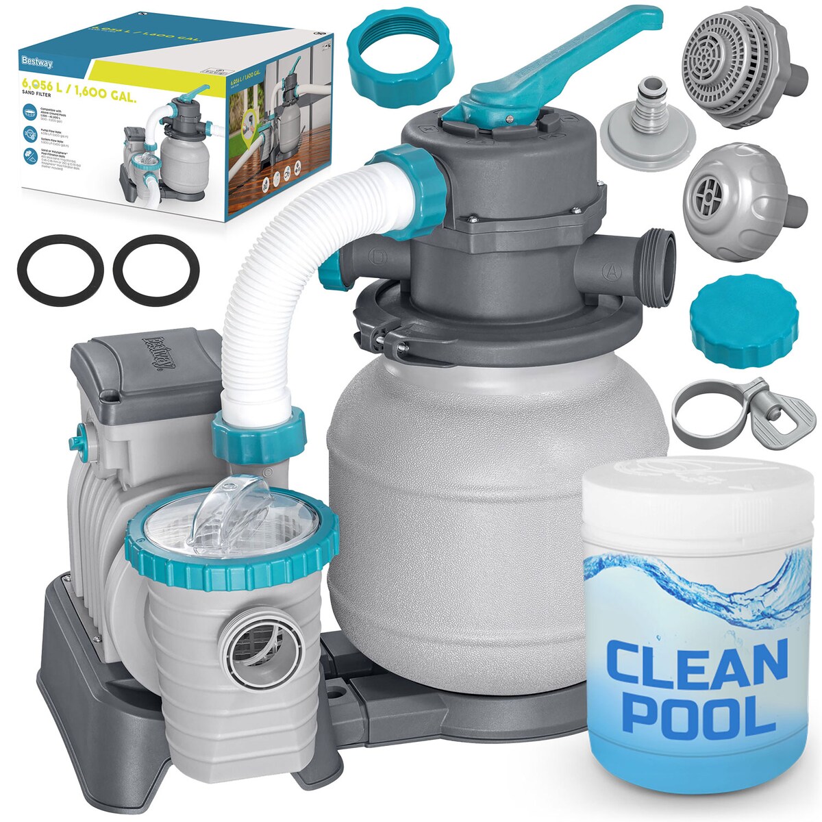 Pompa piaskowa do basenu 6056 l/h + tabletki multifunkcyjne chemia Bestway