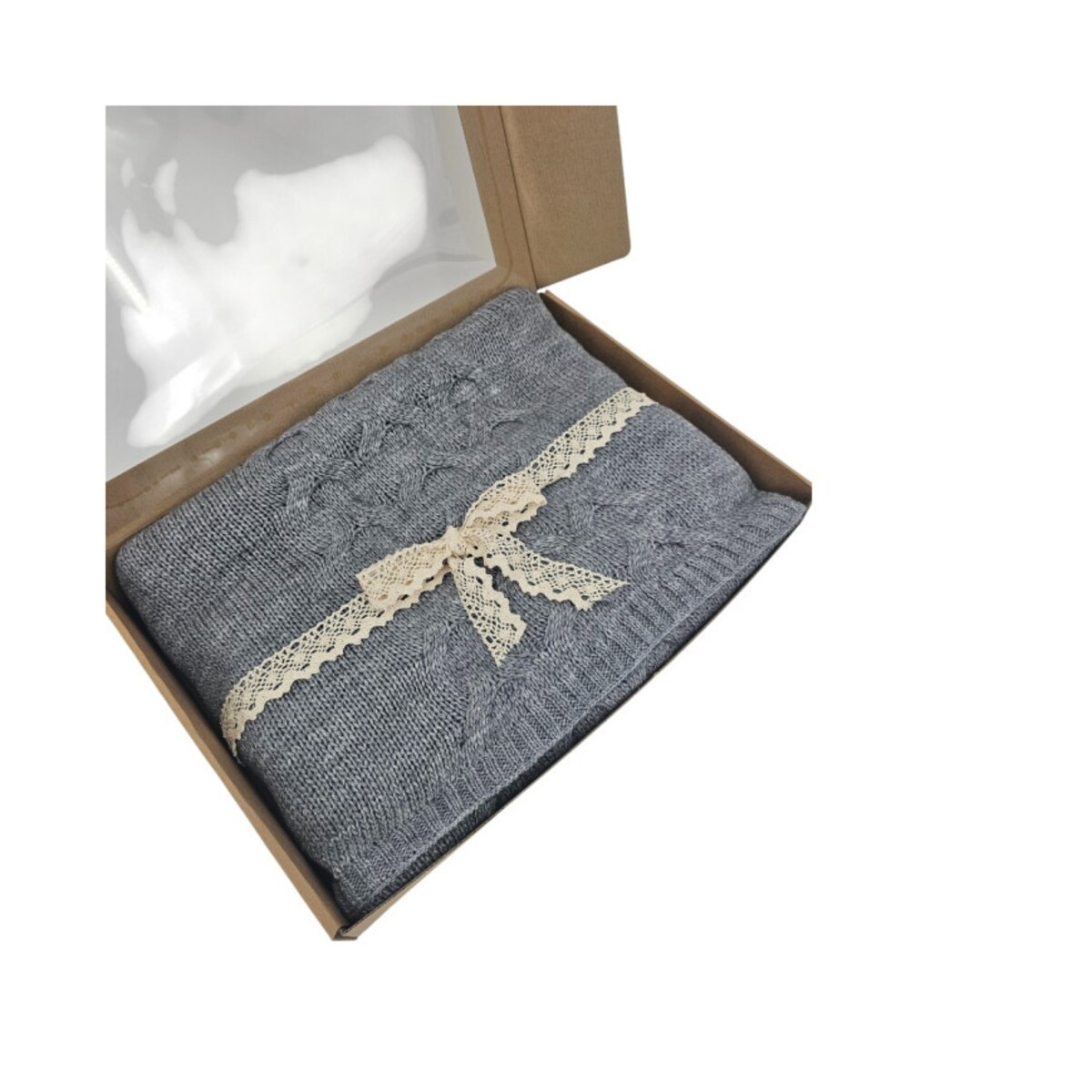 Koc dzianinowy z wełną 200x220 cm – AREZZO200 POPIEL