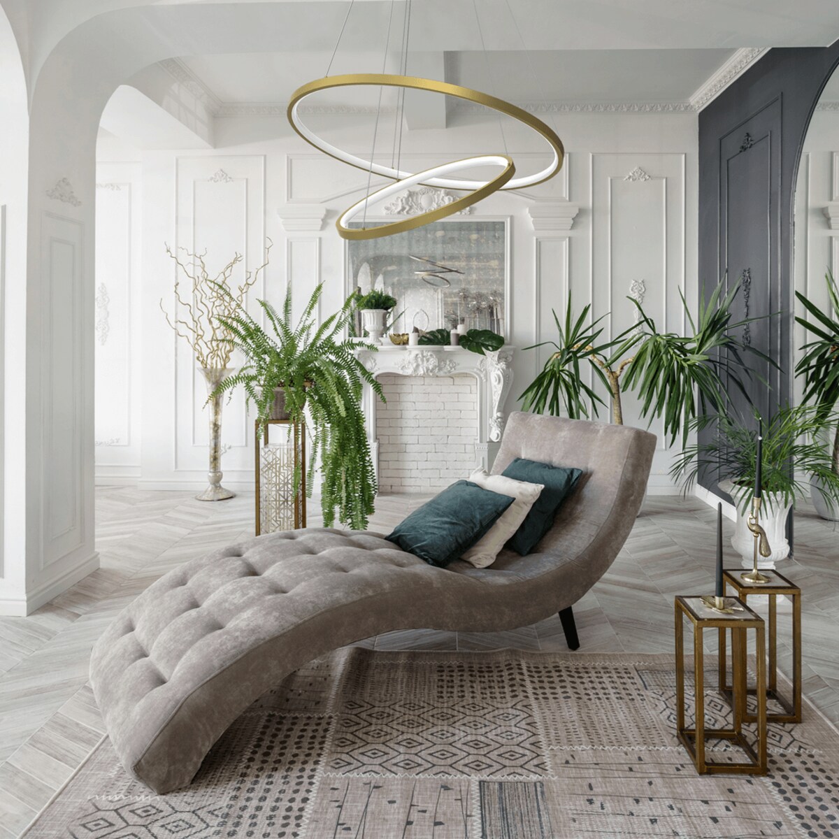 Pokojowa lampa wisząca Lucero LED 48W do sypialni złota