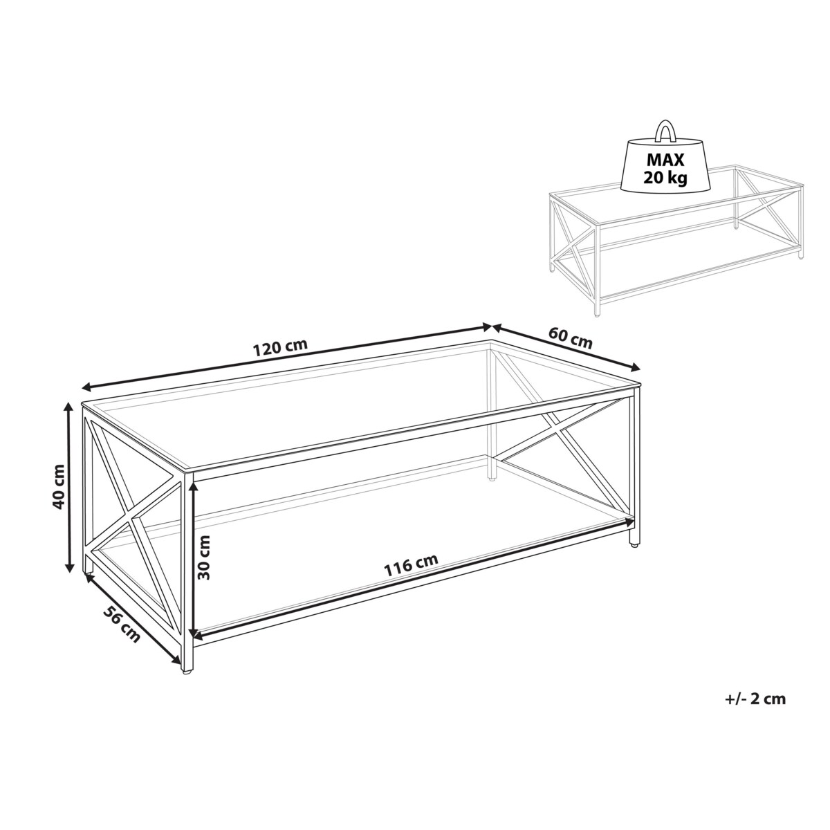 Stolik kawowy szklany srebrny AUDET