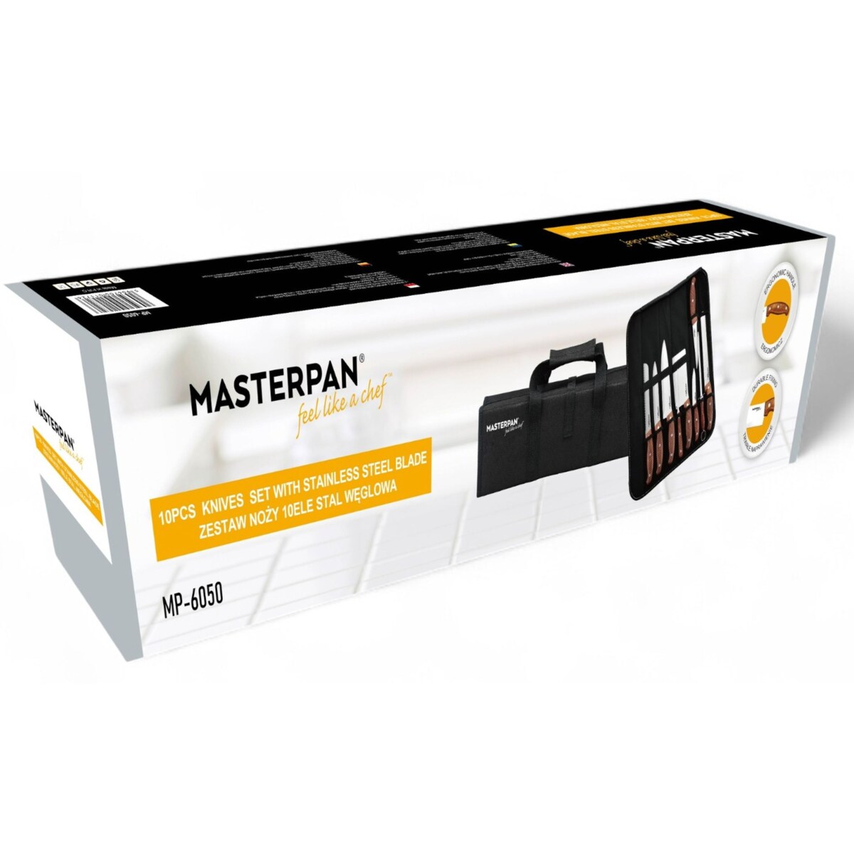 Zestaw Komplet Noży Kuchennych Torba Etui 9 El. Ostrzałka Widelec