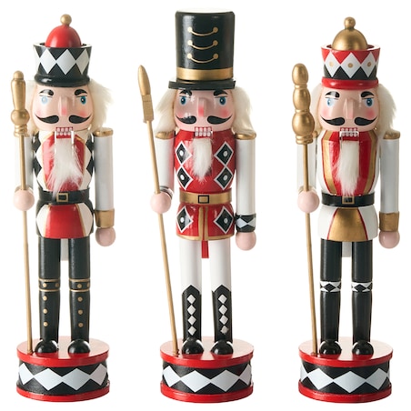 Zestaw 3 figurek dekoracyjnych RICKLEAN 30 cm Dziadek do orzechów Czerwony/ biały