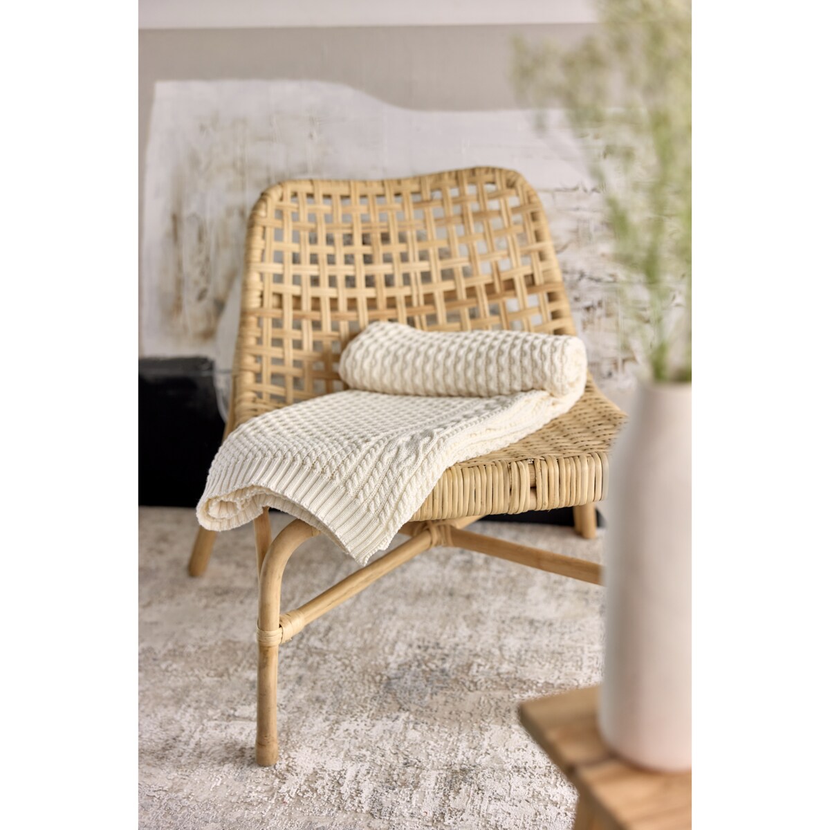 Pled ozdobny off white, 130 x 160 cm, La Manta