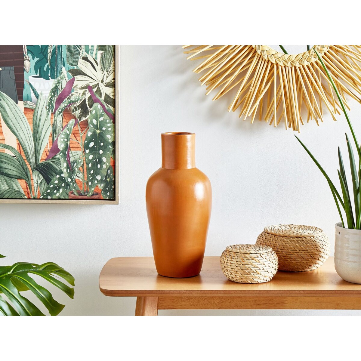 Wazon dekoracyjny z terakoty 37 cm pomarańczowy KARFI