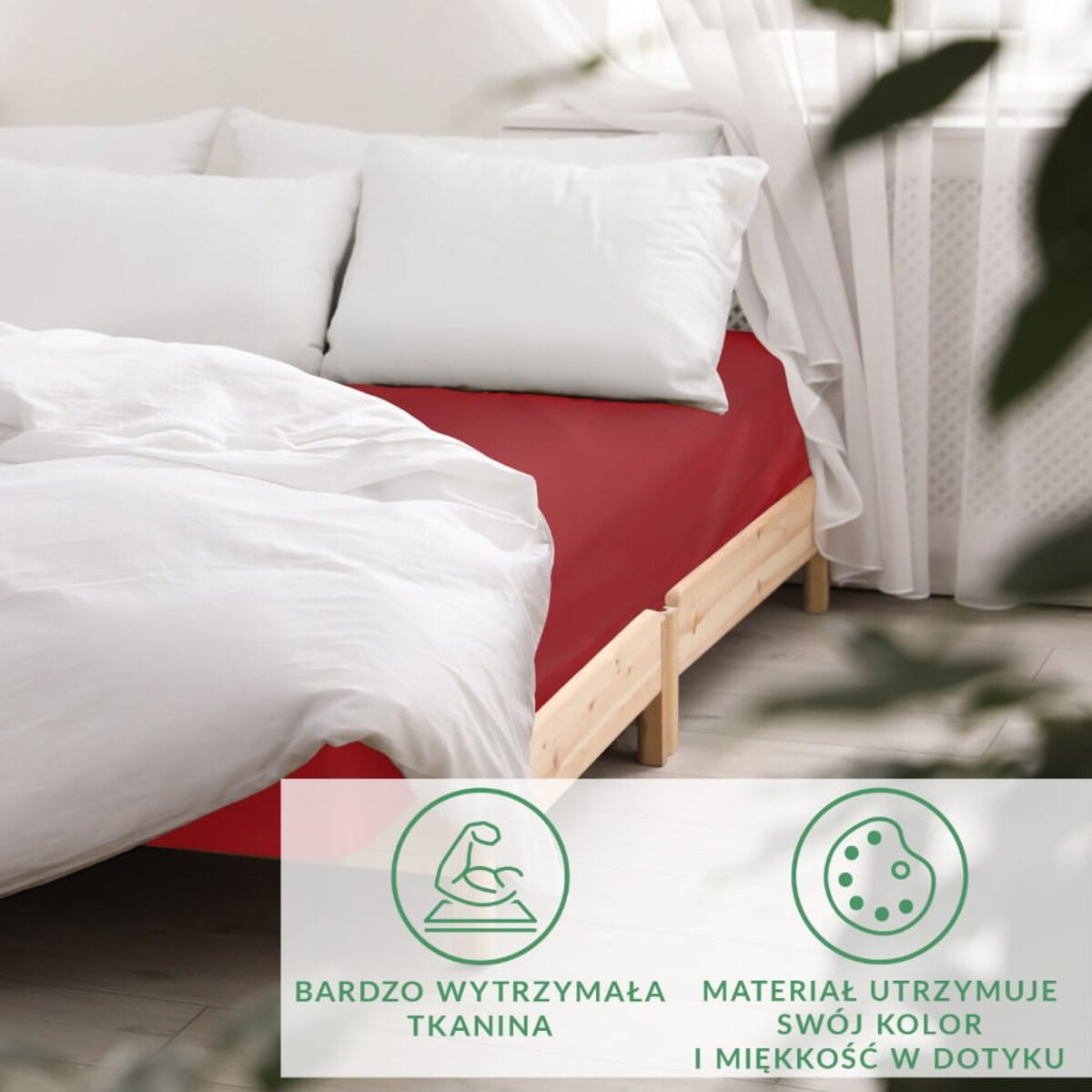 Prześcieradło satynowe z gumką 200x220 kolor Czerwony