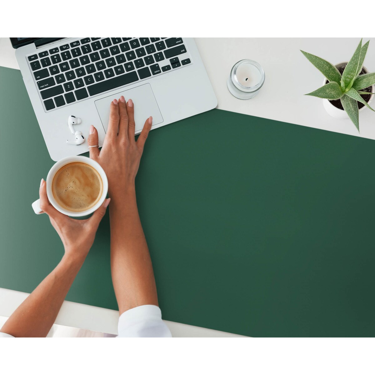 Zielona mata na biurko Kolor Ciemnozielony, 120x60 cm