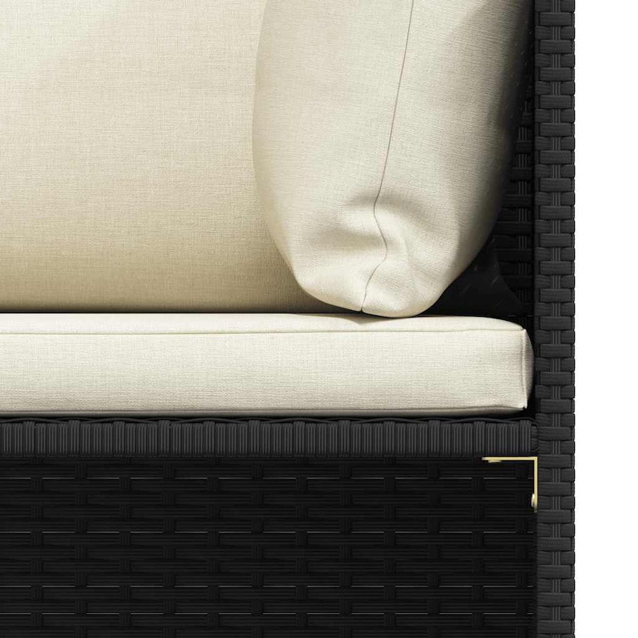 vidaXL Narożna sofa modułowa z poduszką, polirattan, czarna
