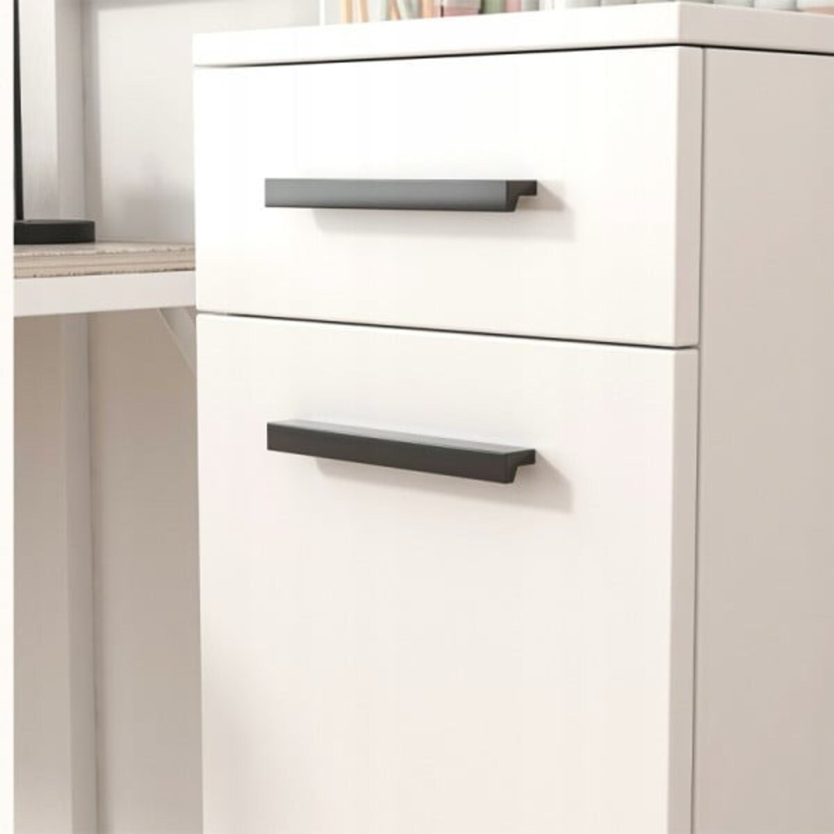 Regał biurowy z szufladą półkami słupek szafka stojąca biały loft 85 cm