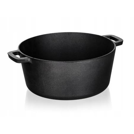 Garnek tradycyjny Żeliwny czarny do gotowania bigos obiad mięso 4,8L + 1,8L