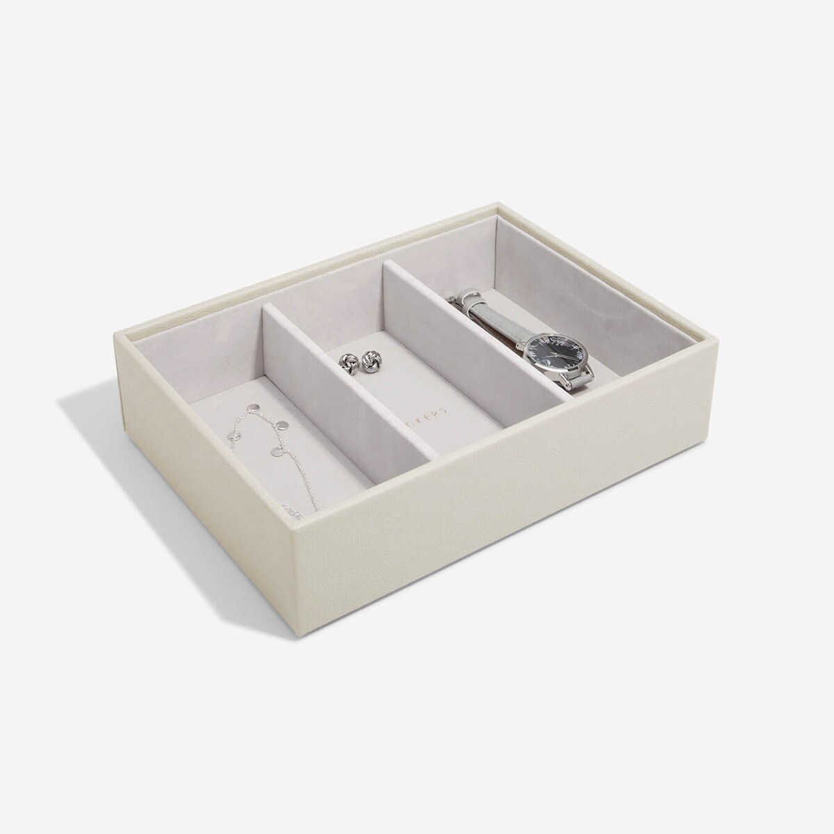 Szkatułka na biżuterię Stackers 3 komorowa classic jasnobeżowa