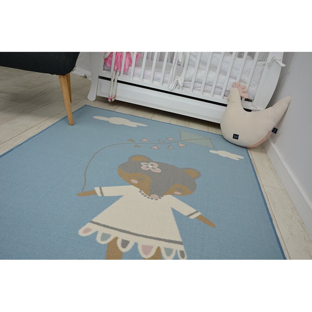 DYWAN dla dzieci LOKO Myszka niebieski 120x170 cm