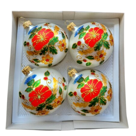 Bombka szklana 4 szt. PAPAVERI Ø 100 mm