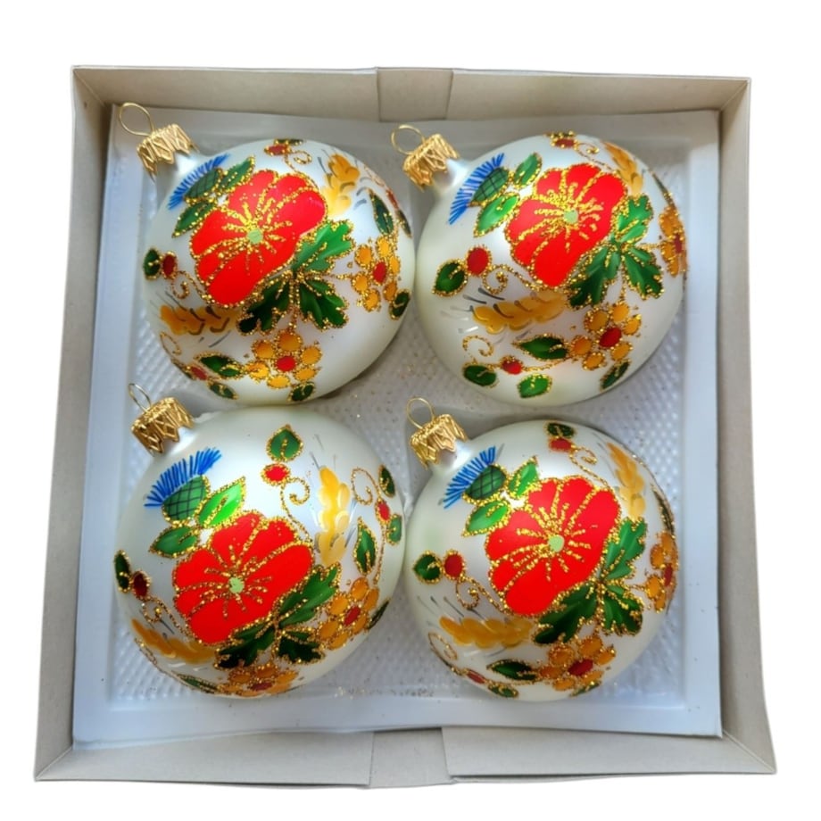 Bombka szklana 4 szt. PAPAVERI Ø 100 mm