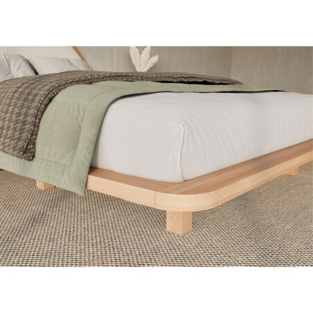 Łóżko lewitujące drewniane bukowe Visby MOMOKO / 160x200 cm, kolor naturalny