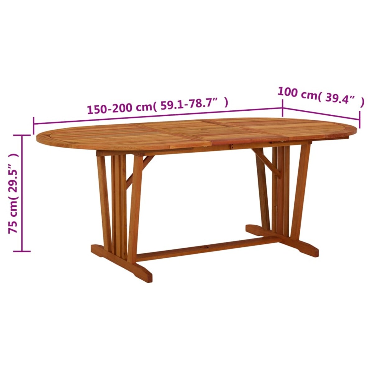 vidaXL Stół ogrodowy, 200x100x75 cm, lite drewno eukaliptusowe