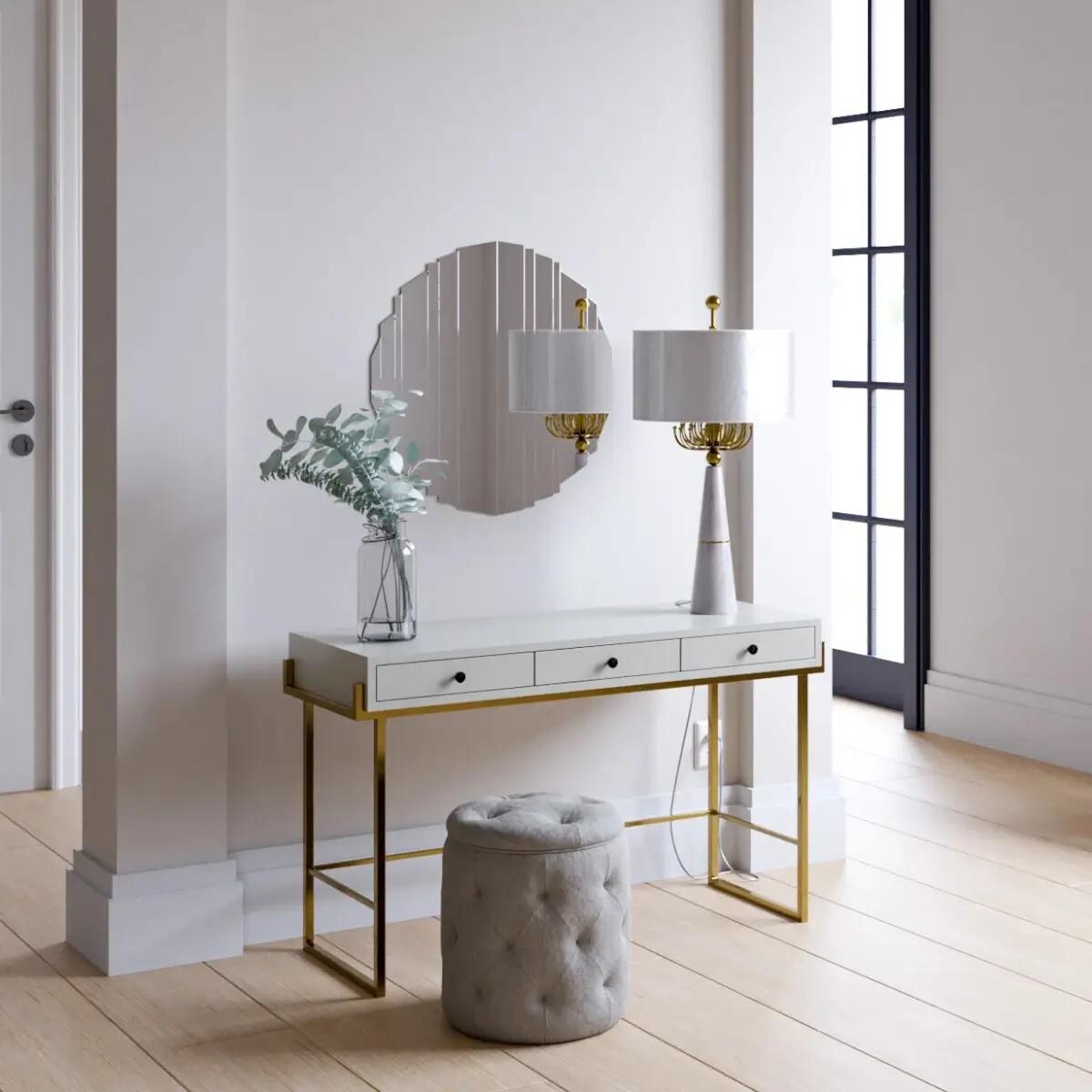 Stołowa lampka Cartagena T02004AU Cosmolight marmur złoty biały szary