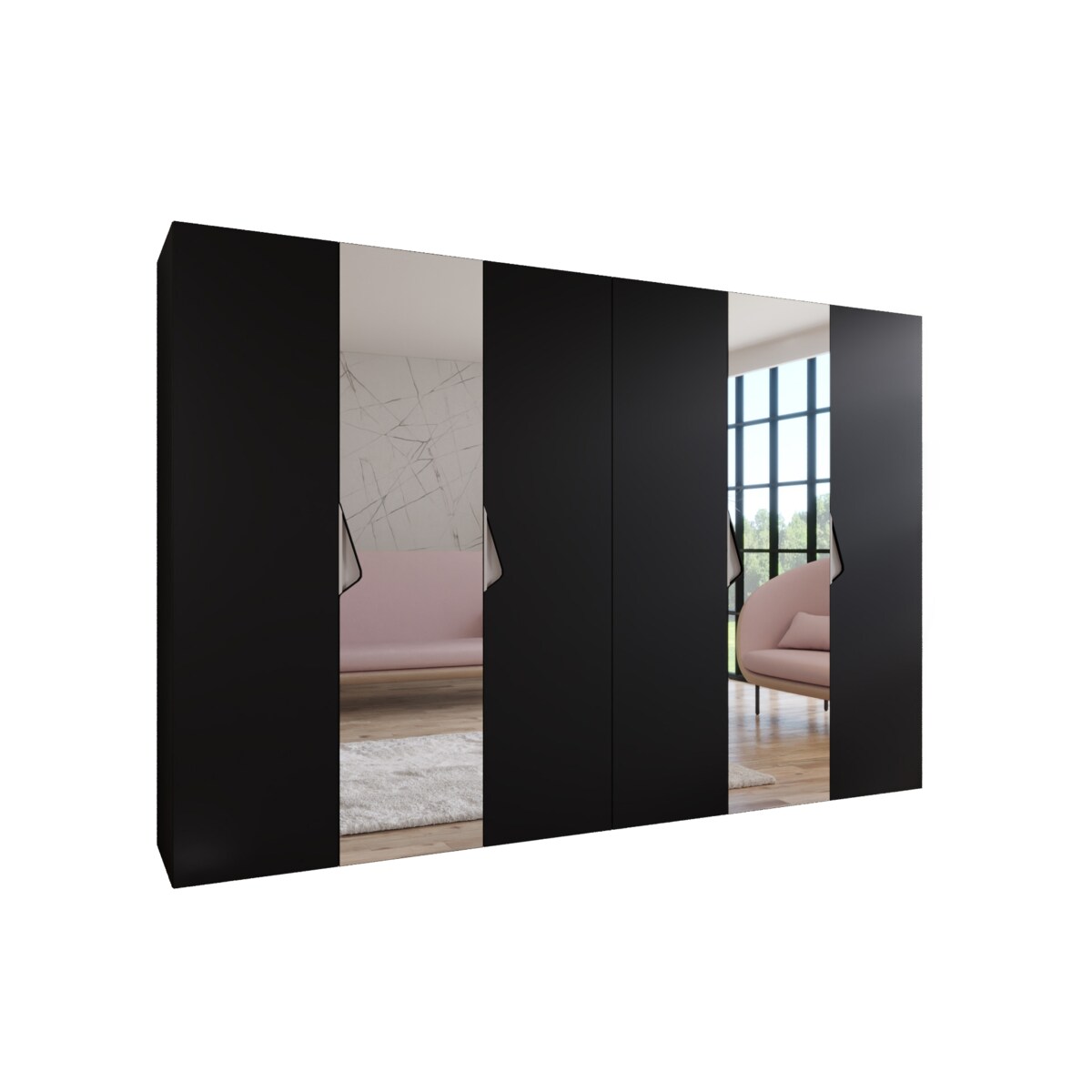 Szafa uchylna z lustrem Sandi 2 300 (2X150) wys 202 cm Czarny + u Kaszmir