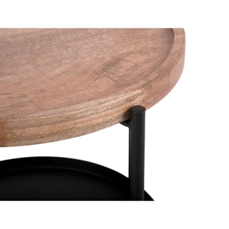 Mały stolik kawowy okrągły TRAY z blatem z drewna mango, Ø 39 x 55 cm