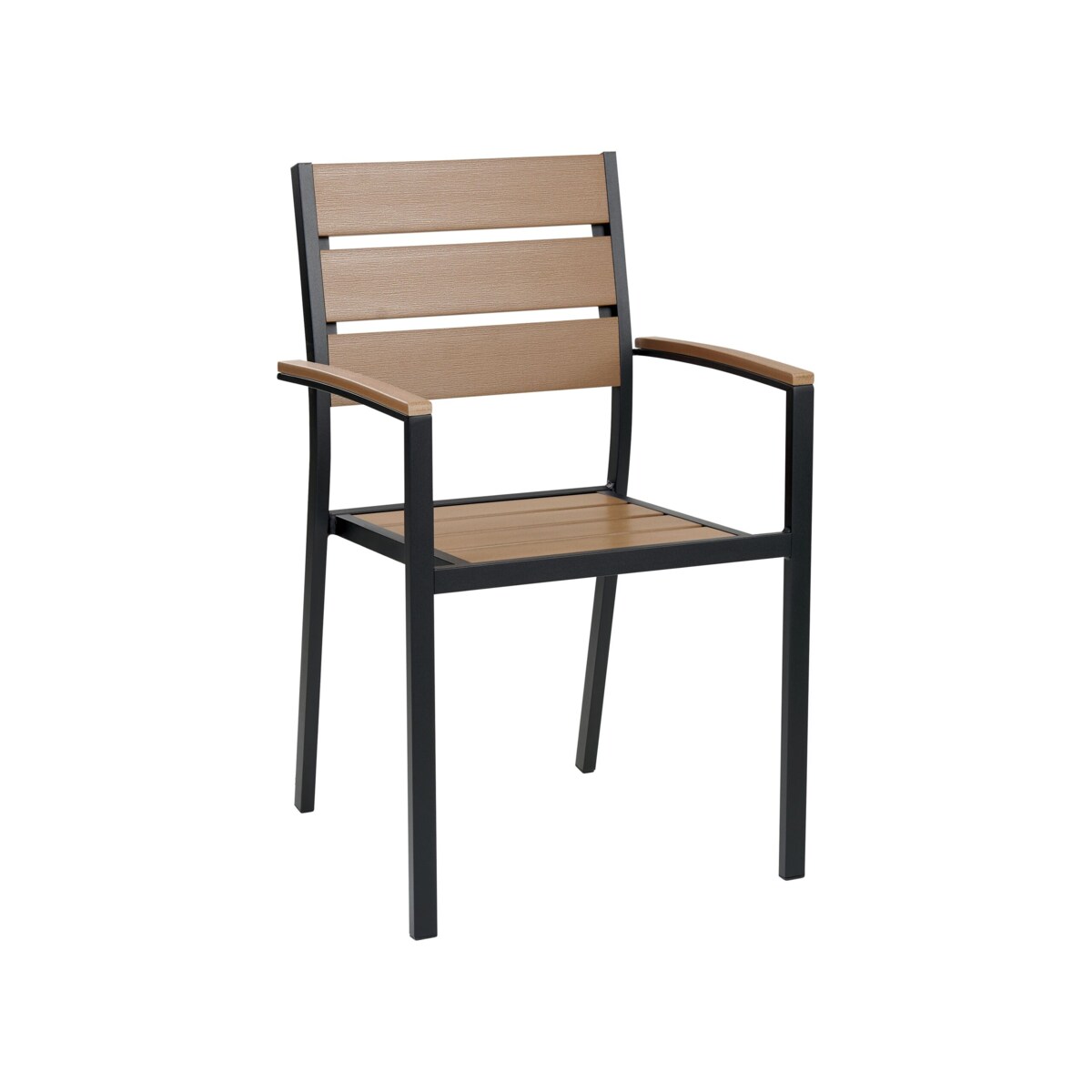 Zestaw ogrodowy stół i 6 krzeseł jasne drewno z czarnym VERNIO