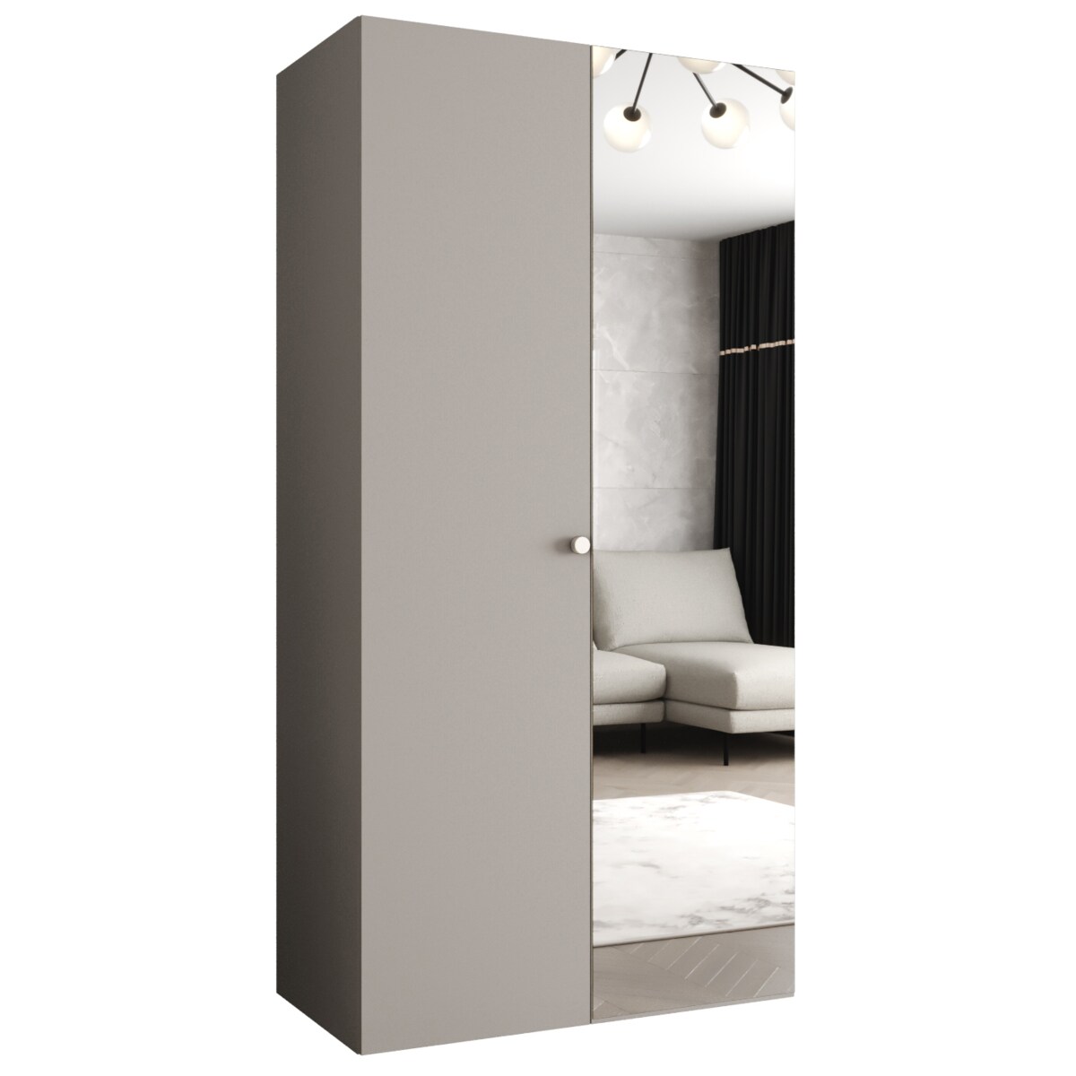 Szafa uchylna otwierana PARMA 2 100 wys. 202 cm Kaszmir + u. Srebrny