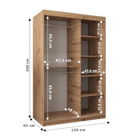 Szafa przesuwna Garderoba PROMO T3 120 artisan/biały