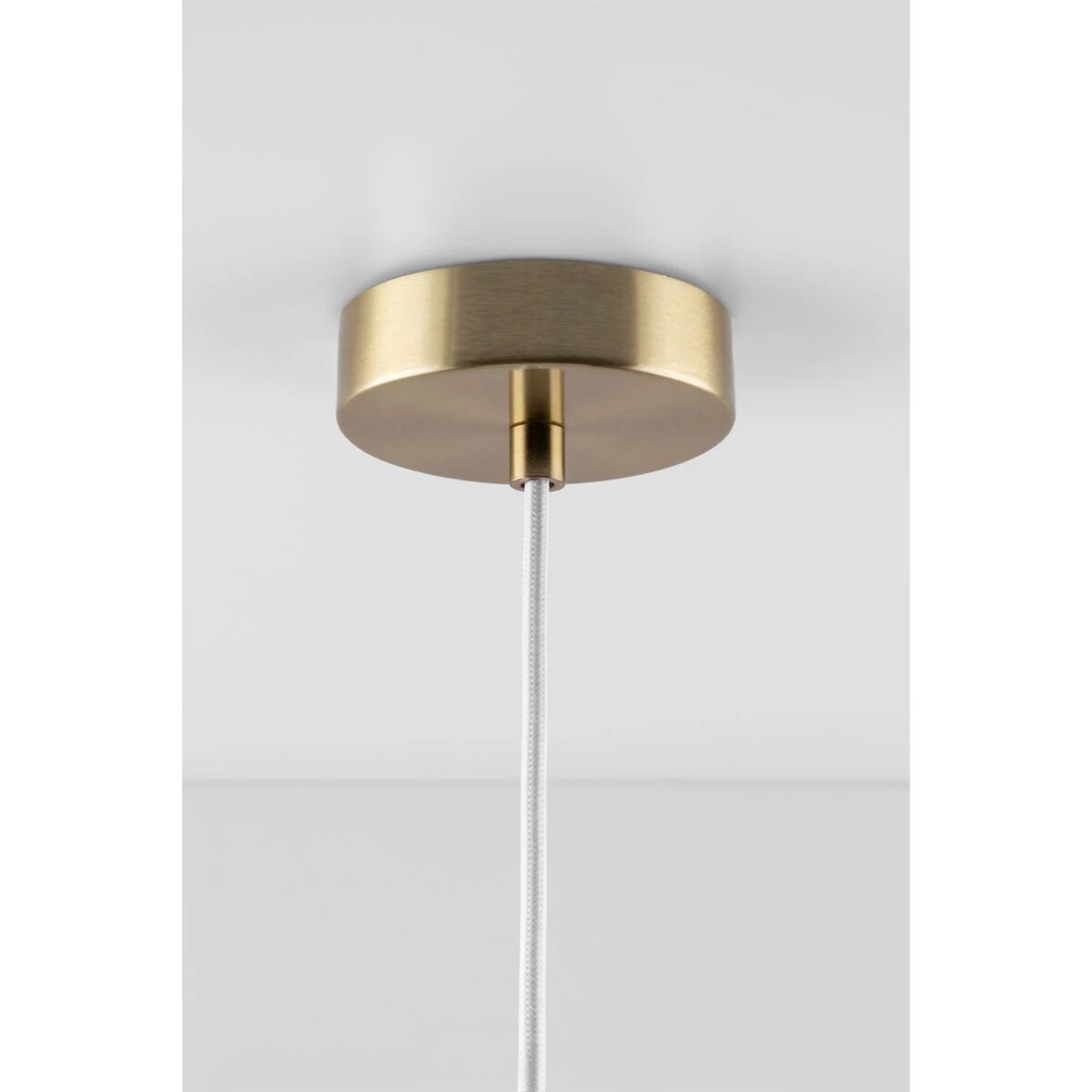 Lampa wisząca ze złotego metalu i tkaniny, biała Plisse Ø57,5 cm