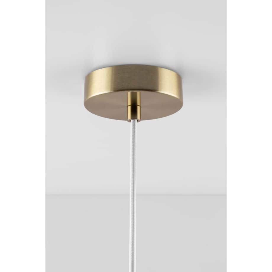 Lampa wisząca ze złotego metalu i tkaniny, biała Plisse Ø57,5 cm