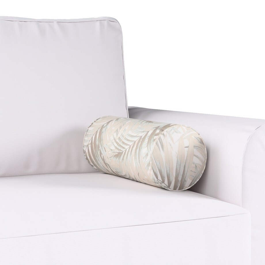 Poduszka wałek prosty, beżowo-kremowe liście palmy na białym tle , Ø16 x 40 cm, Gardenia