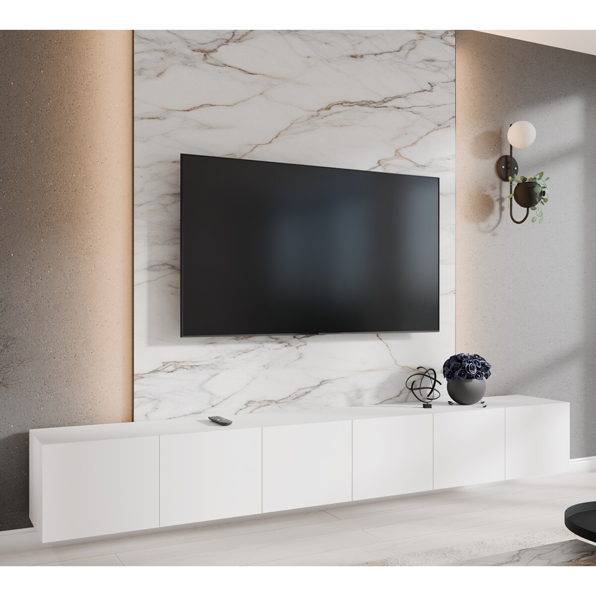 Szafka RTV LION 300 zamknięta pod telewizor, do salonu-biała