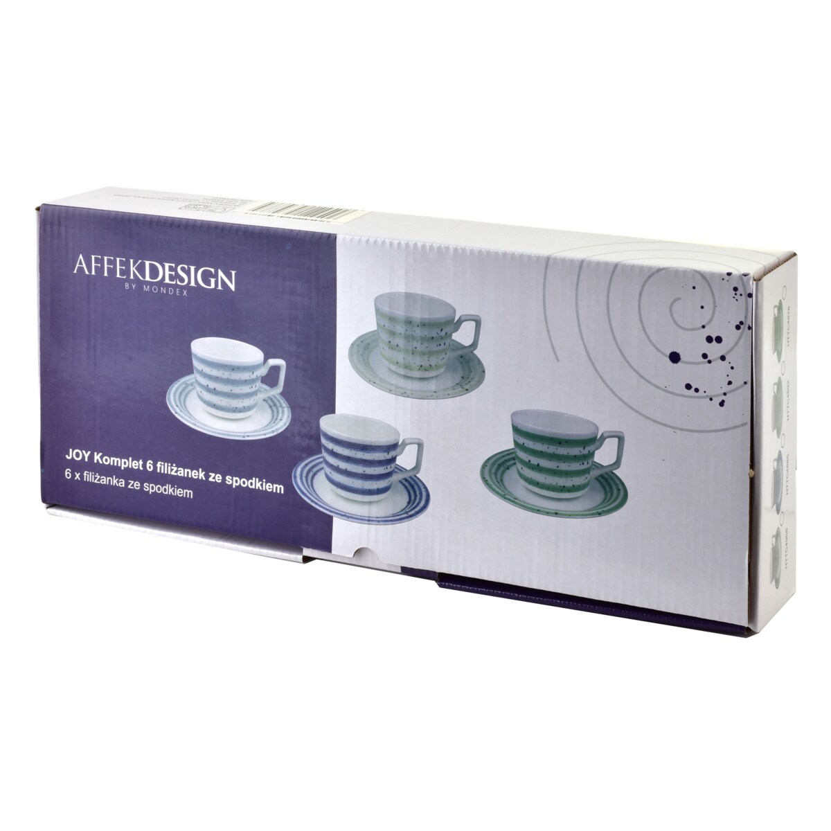 JOY Komplet 6 filiżanek ze spodkiemszare