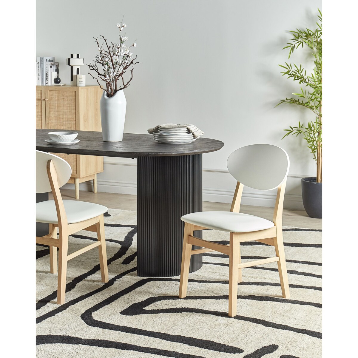 Zestaw 2 krzeseł do jadalni AMERY Drewno kauczukowe Kremowy