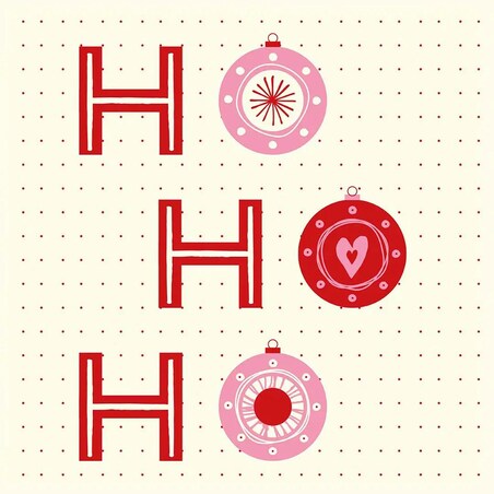 Poduszka świąteczna na krzesło - HO HO HO - bombki - beżowe tło