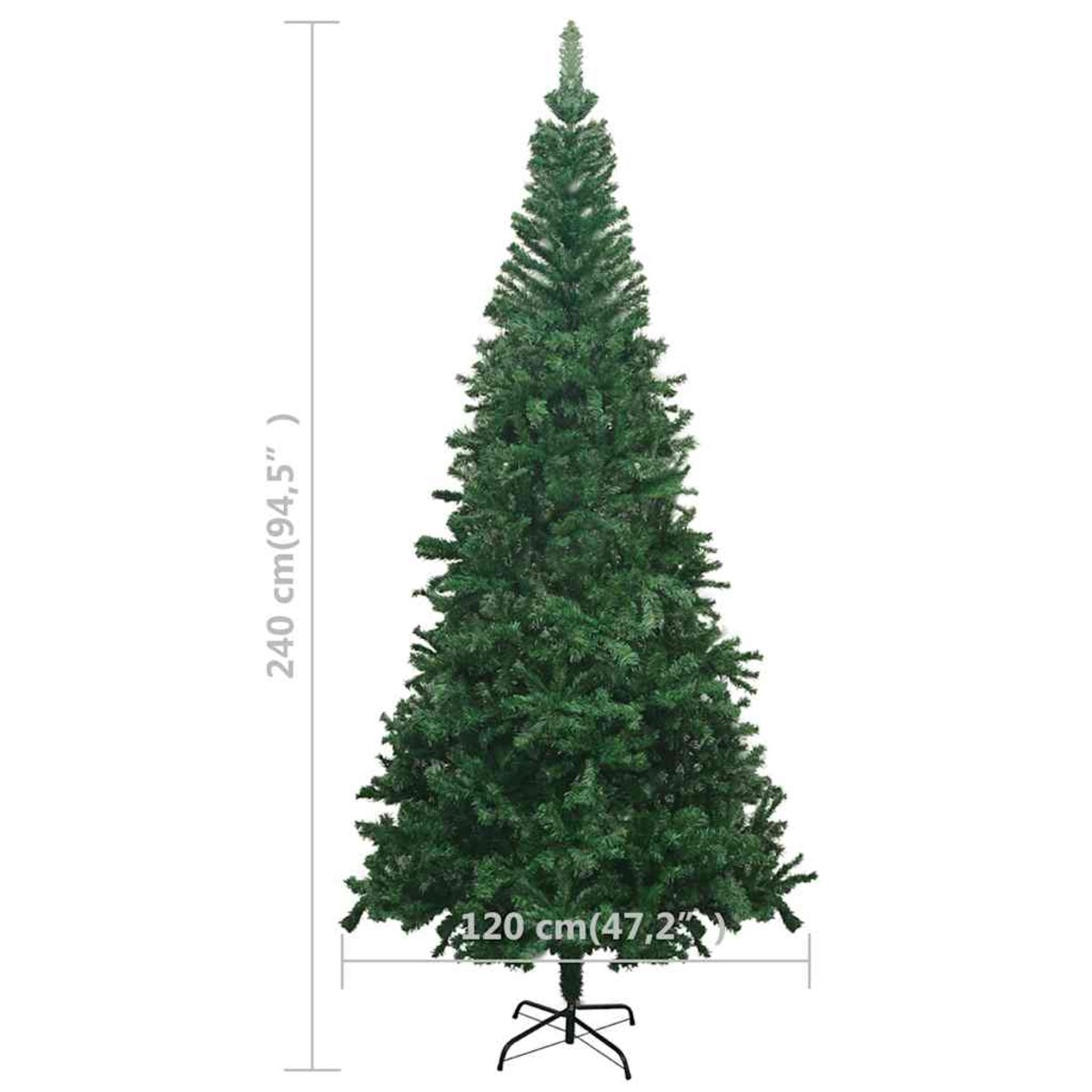 vidaXL Sztuczna choinka z lampkami i bombkami, L, 240 cm, zielona