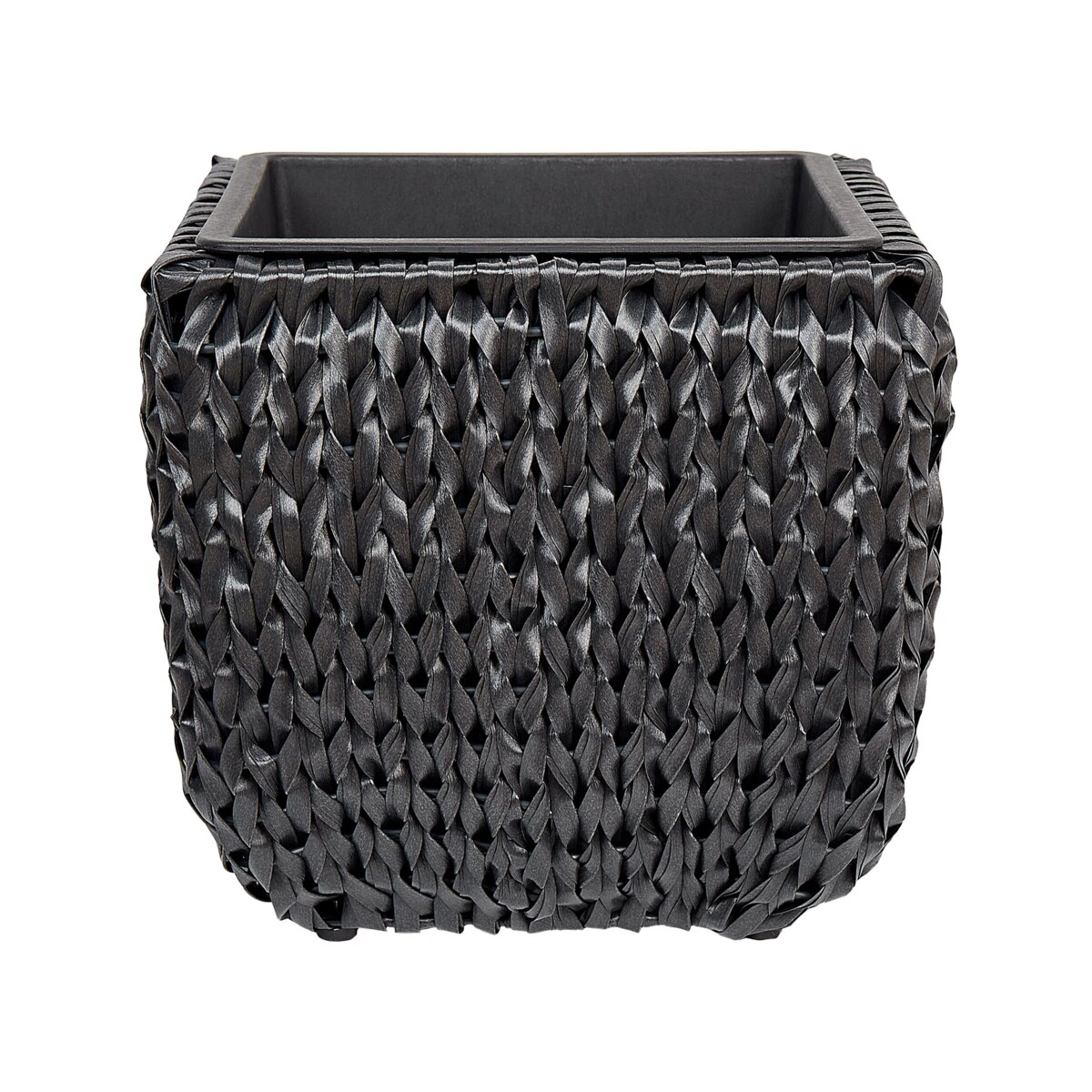 Zestaw 2 doniczek na kwiaty z technorattanu czarny BERBERIS