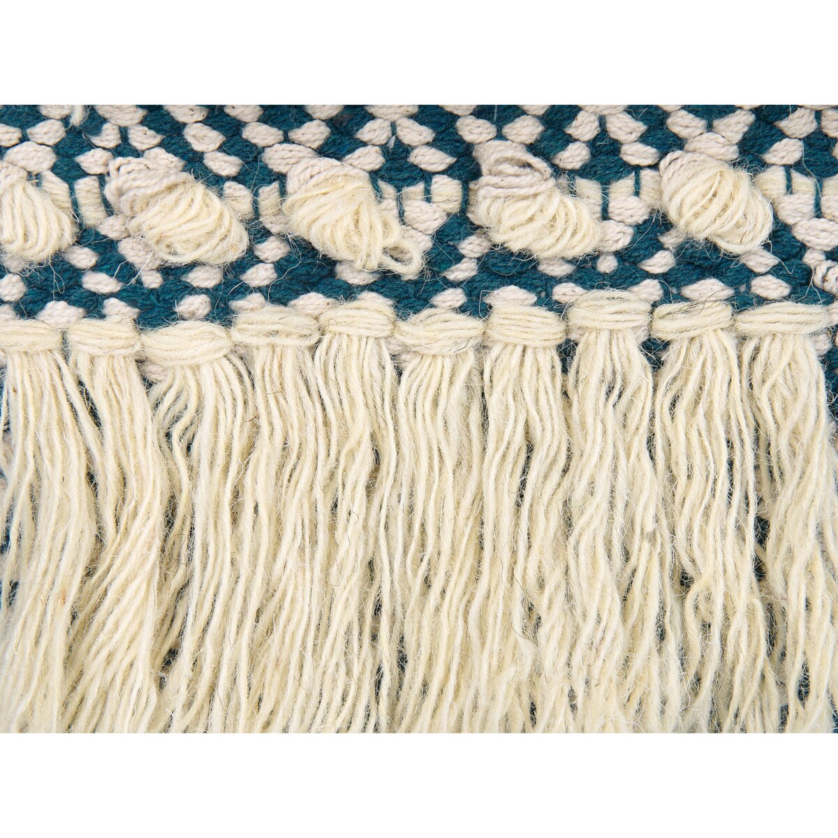 Dekoracja ścienna z frędzlami bawełniana niebiesko-beżowa NADRA