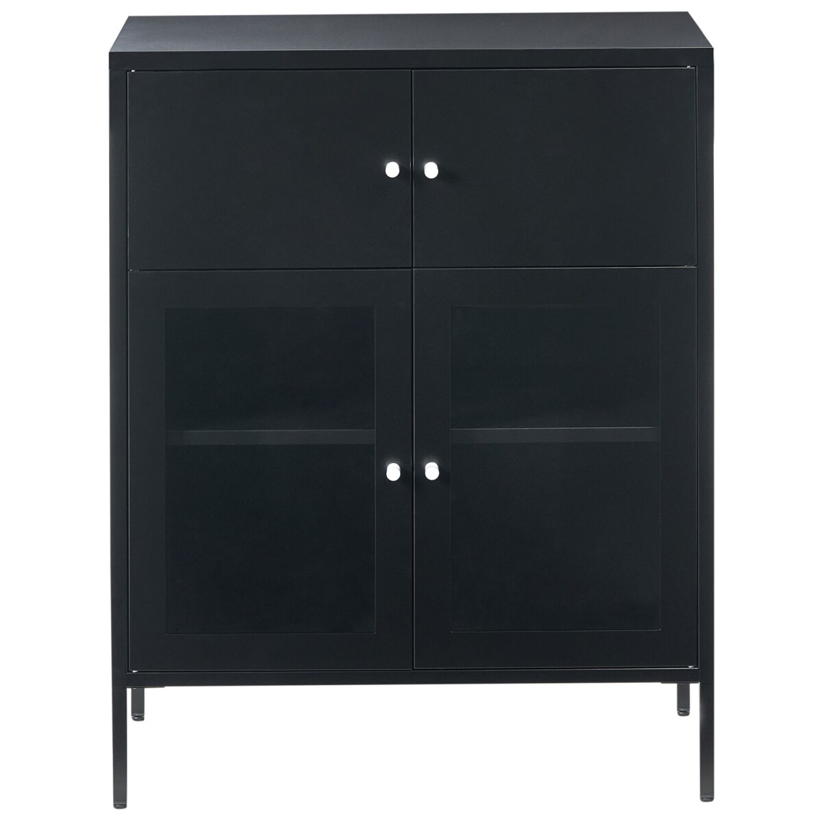 Szafka ze szklanymi drzwiami ESHOLT Metal 80 cm Czarny