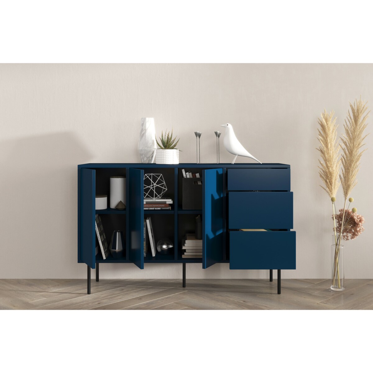 Granatowa nowoczesna komoda Dancan MIRKA / szer. 130 cm