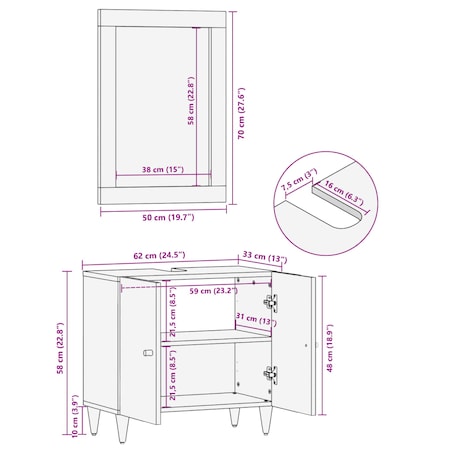 vidaXL 2-cz. zestaw mebli łazienkowych, lite drewno mango