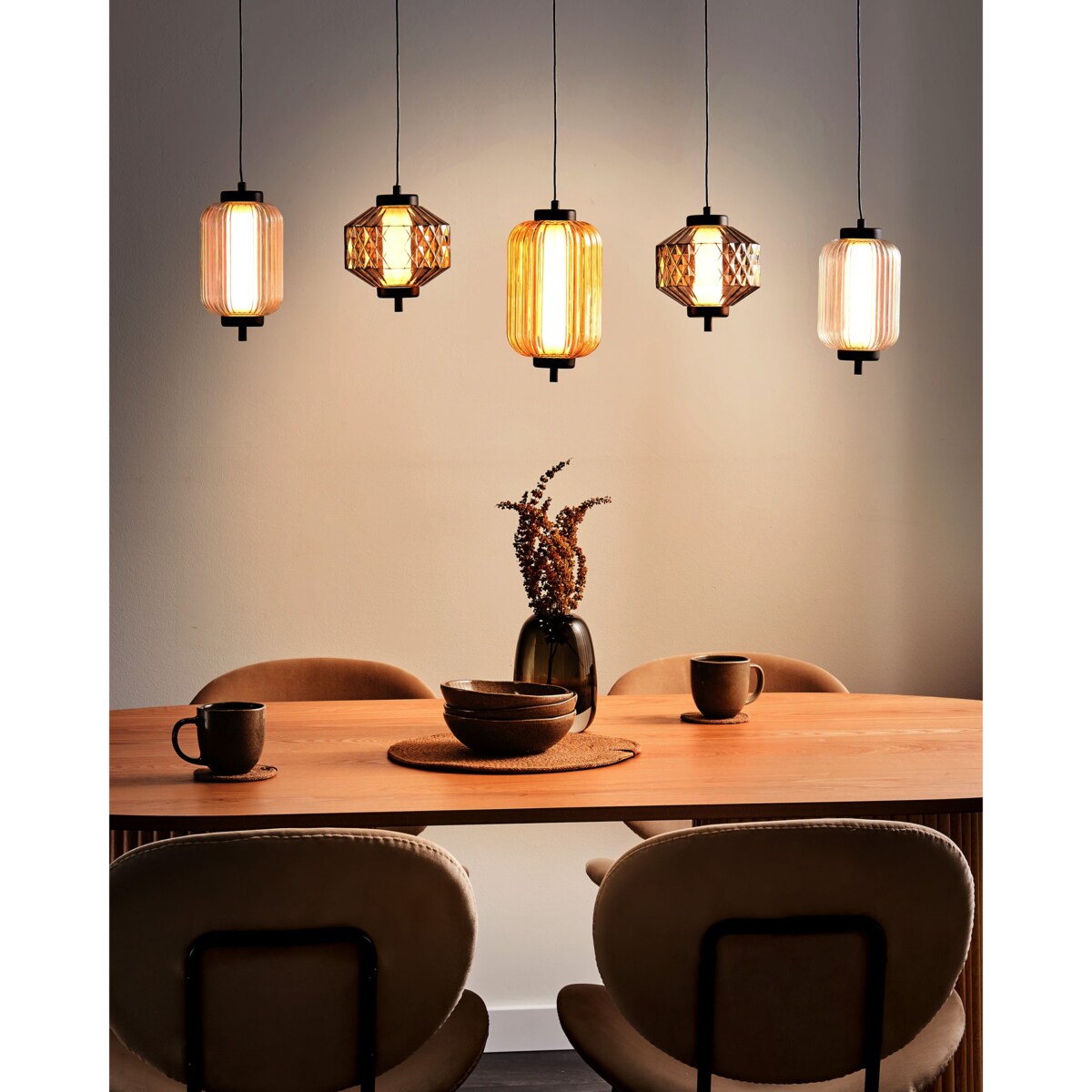 Lampa wisząca ledowa szklana 5-punktowa wielokolorowa SULLANE