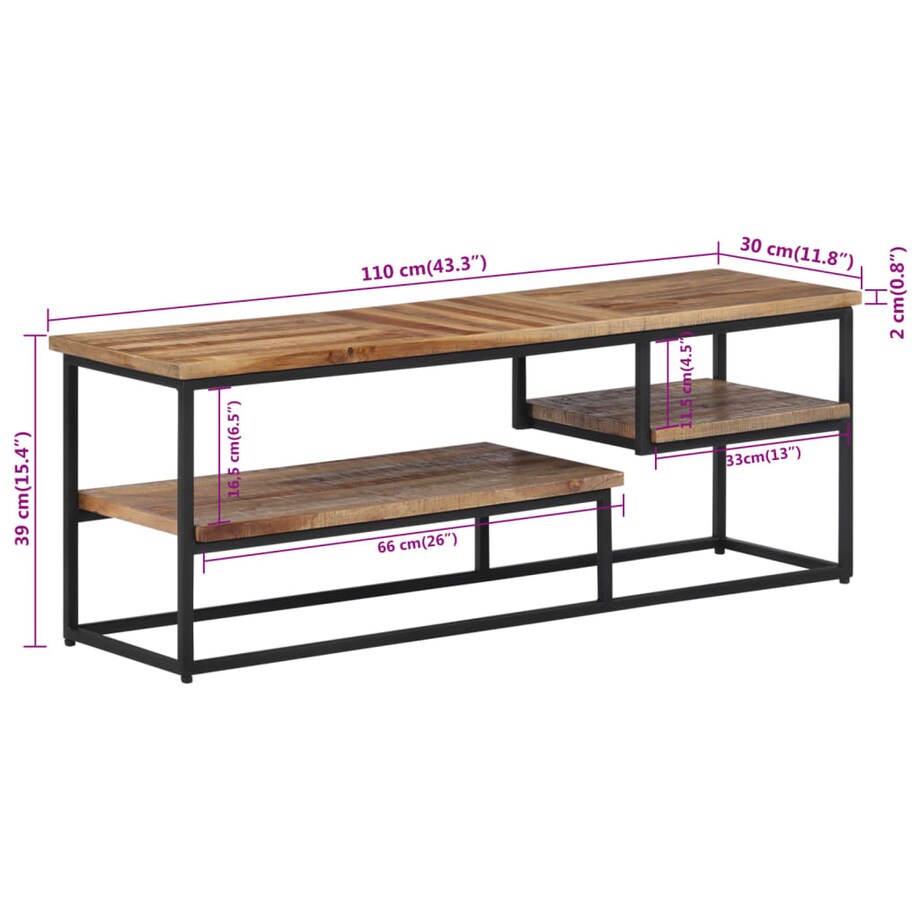 vidaXL Szafka TV, 110x30x39 cm, lite drewno tekowe z odzysku