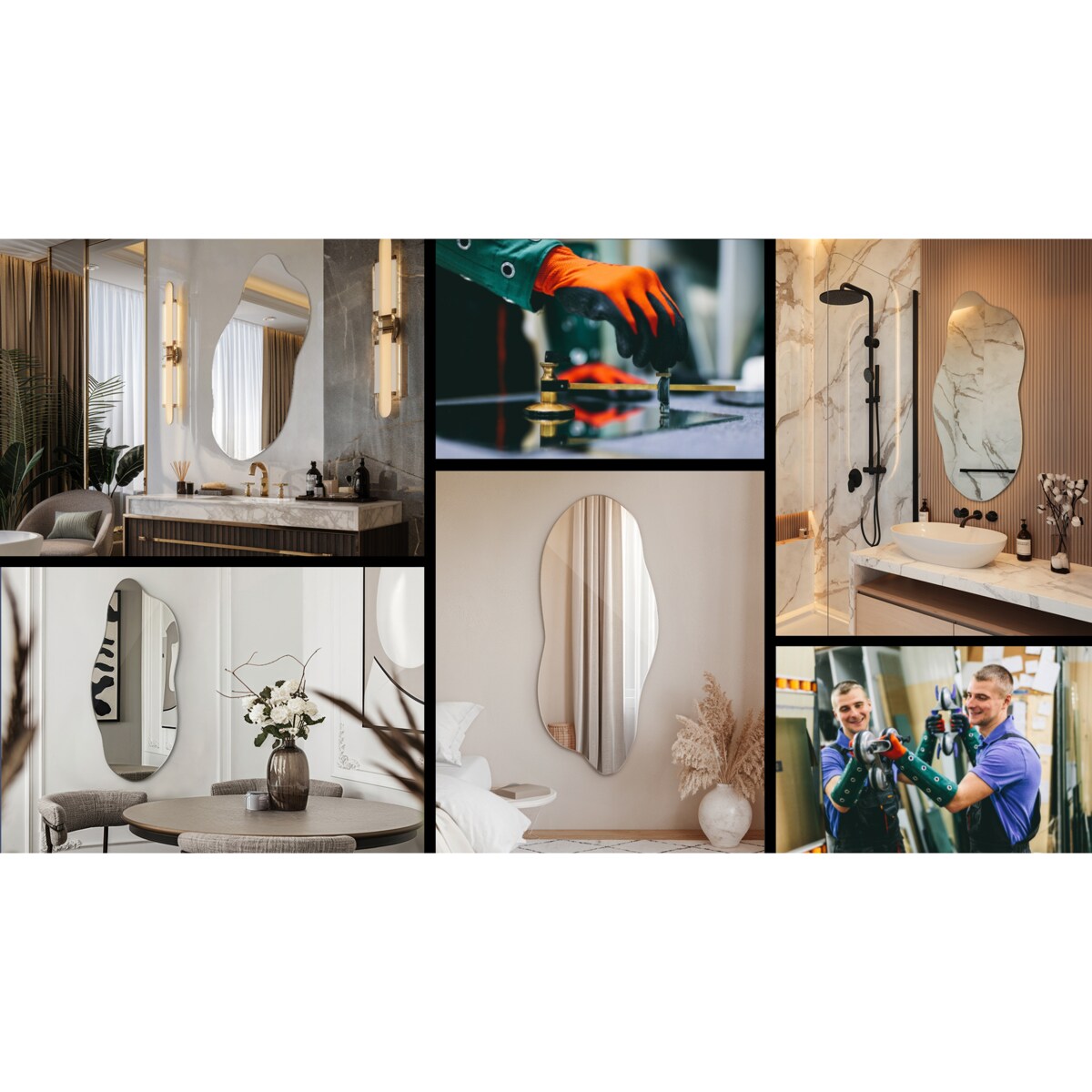 Lustro o płynnym kształcie 45x100 cm