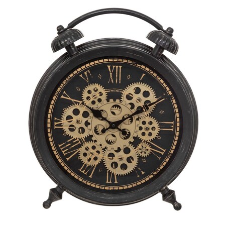 Zegar stojący na komodę, widoczny mechanizm, vintage, Ø 35,6 cm