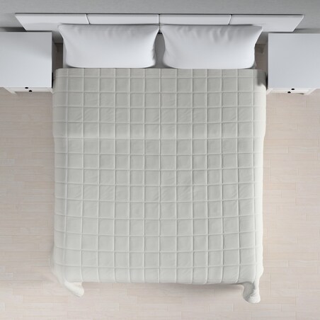 Narzuta pikowana w kratę 200x210 jasny popiel