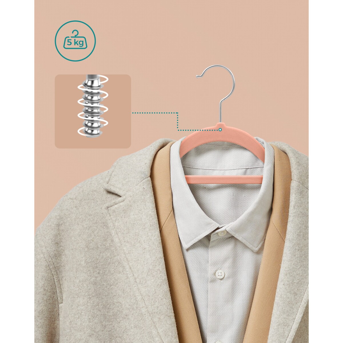 Wieszaki Welurowe Na Ubrania Komplet 20Szt Różowy