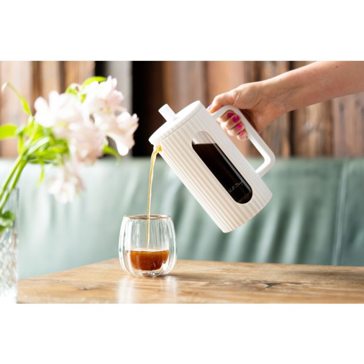 Zaparzacz do kawy i herbaty 1000 ml Livio biały 0718