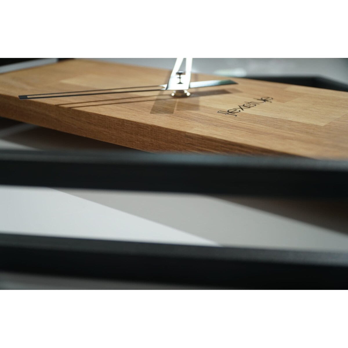 Zegar ścienny drewniany do salonu LOFT HEXAGON 50cm