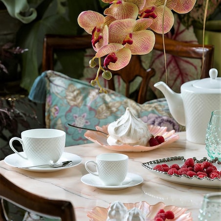 VILLA ITALIA Filiżanka do espresso porcelanowa 100 ml ze spodkiem BARI WHITE