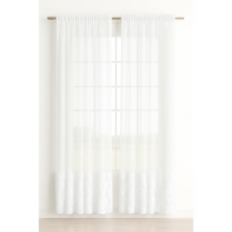 firana z szyfonu "roses" wyszywane róże | przelotka 400x140 cm biała | zdobiona aplikacją 3D w róże