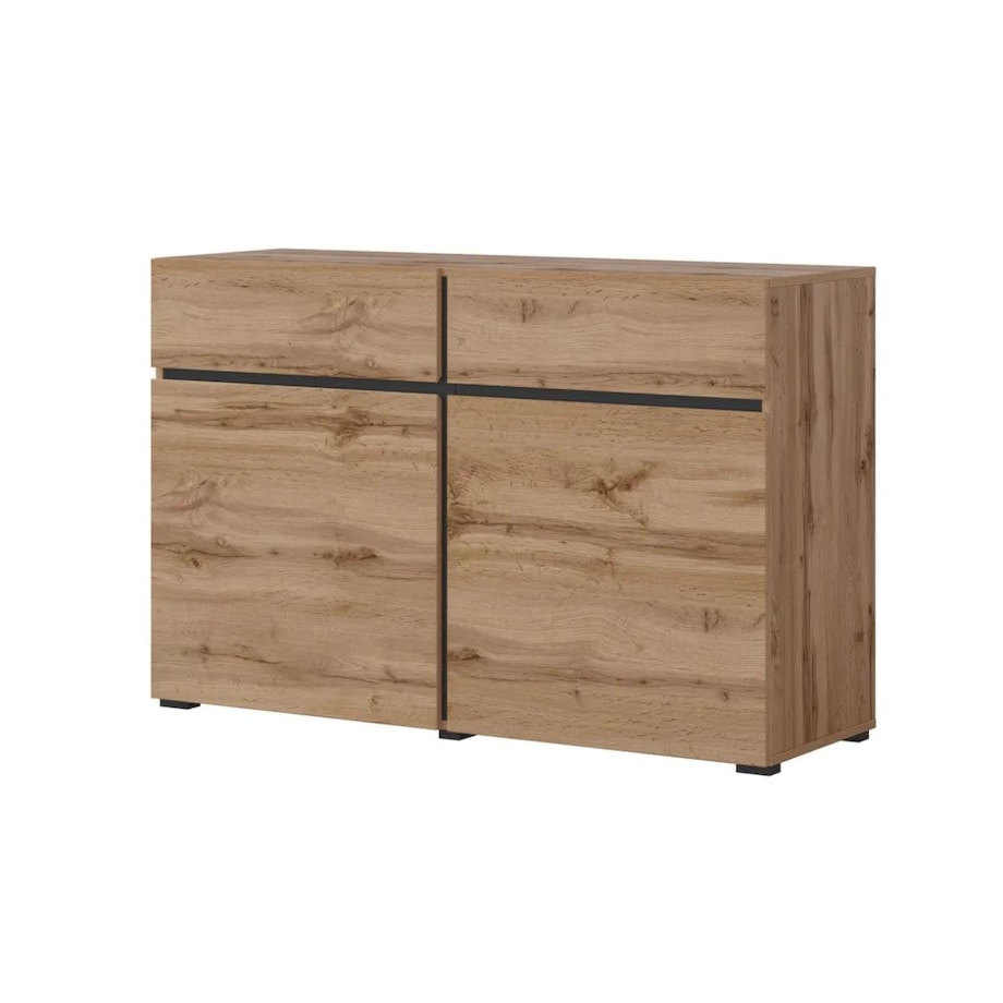 Komoda CROSS 2D2S 119cm dąb wotan/czarna